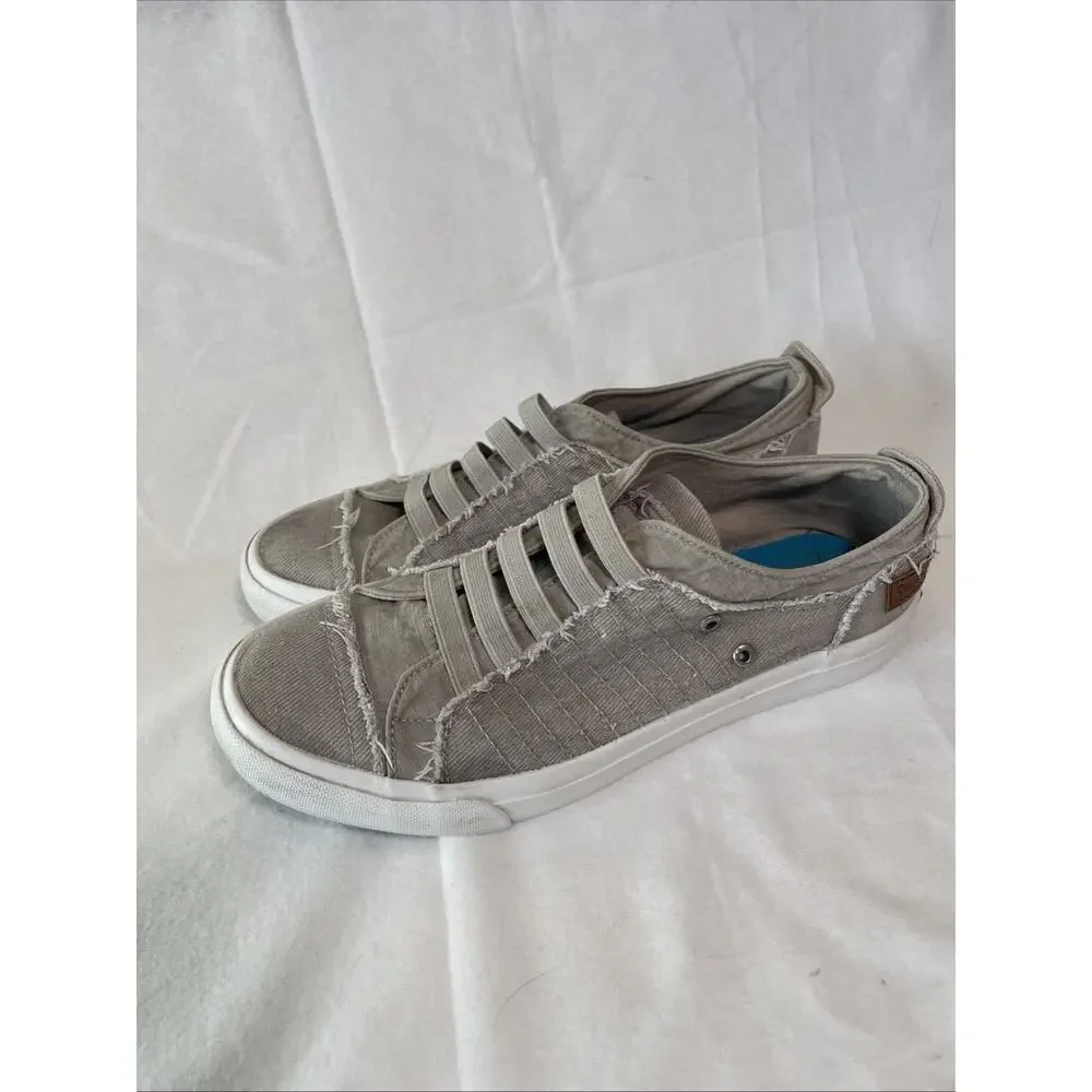 Blowfish Malibu Tan Elastic Sneakers Women’s Size 7.5 Distressed Style- EUC